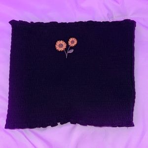 Hollister black tube top with sunflowers